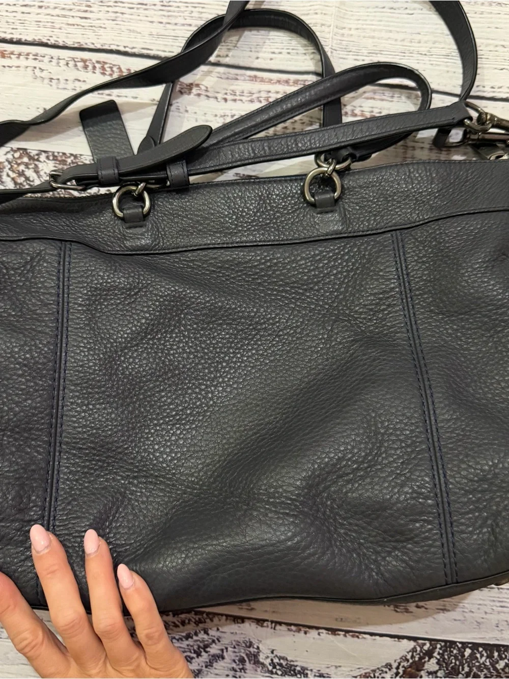 Coach Black Pebbled Leather Satchel / Shoulder Bag with Crossbody Strap